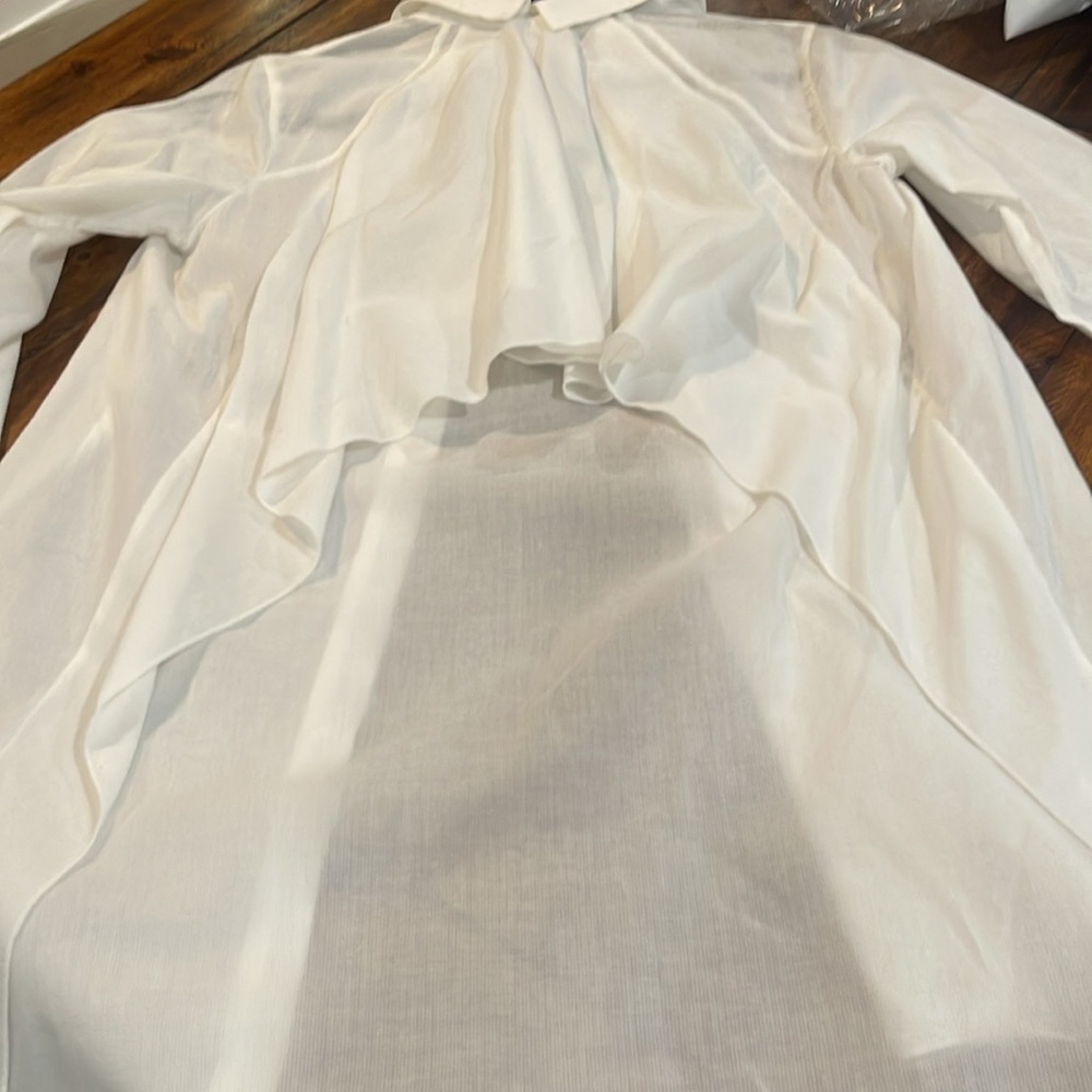 CAbi Women's Small Vacation Tunic Shirt White Long Sleeve Button Down - Picture 9 of 16